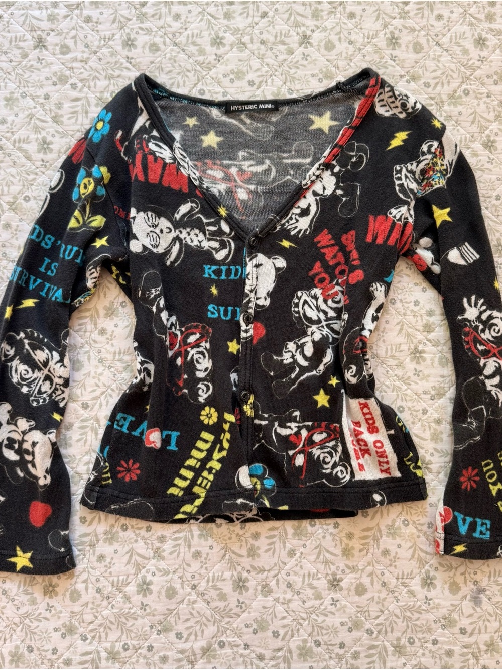 Vintage Hysteric Glamour black graphic long sleeve cardigan